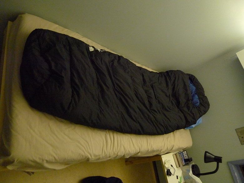 My handcrafted winter sleeping bag.